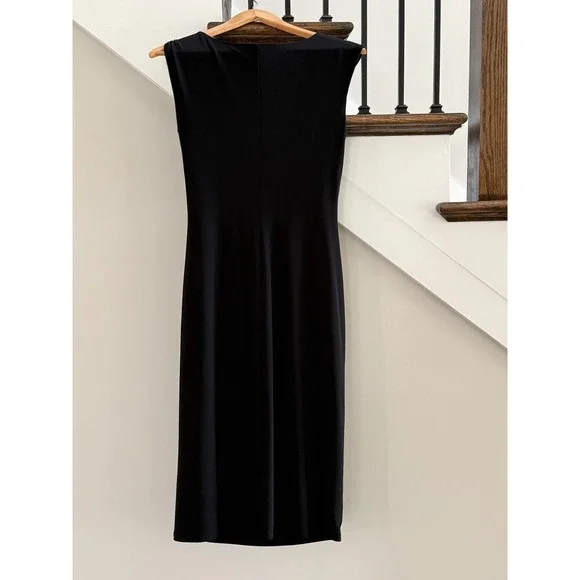 Lauren Ralph Lauren Dress Women Size 4 Black Sleeveless Drape Neck Quiet Luxury - Picture 2 of 3